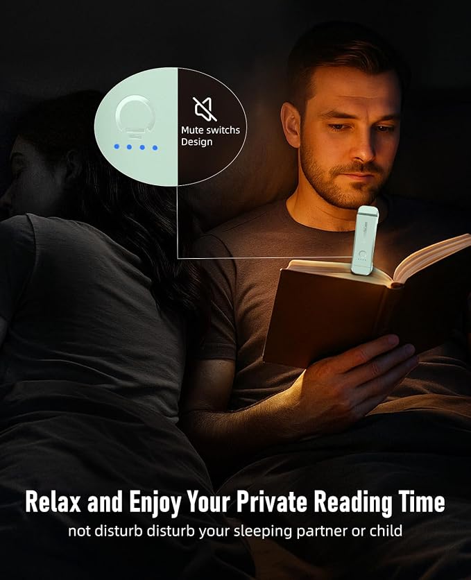 2-Pack,Rechargeable Book Lights for Reading in Bed,Mint+Light Lilac | 3 Amber Colors,Stepless Dimming,Eye-Caring Mode,Up to 100H Runtime,USB Charging,Women Book Lovers,Christmas,Book Accessories