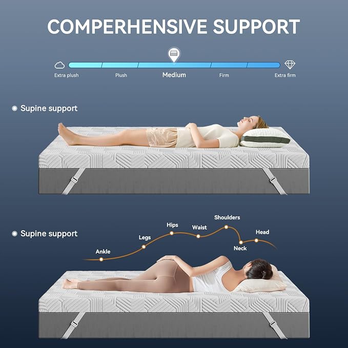 ELEMUSE 2 Inch Full Size Gel Memory Foam Mattress Topper,Washable Cover | Pressure-Relieving Mattress Topper for Back Pain,High Density Cooling Pad,Non-Slip Design,Removable & Washable Bamboo Cover