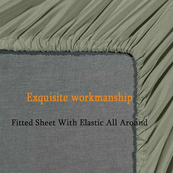 SONORO KATE Bed Sheet Set Super Soft Microfiber 1800 Series Luxury Egyptian Sheets Fit 18-24 Inch Deep Pocket Mattress Wrinkle-6 Piece (Sage, Twin)