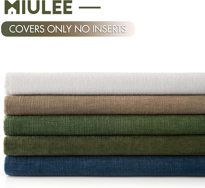 MIULEE Light Brown Chenille Couch Throw Pillow Covers, 18x18 | Set of 2, Modern Farmhouse Rustic Style, Decorative Pillowcases for Sofa Living Room Bed, Home Decor