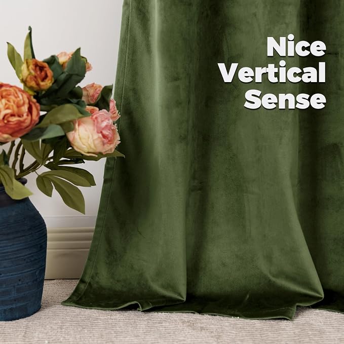 BGment Velvet Blackout Curtains 78 Inches Long for Bedroom, Dark Green | Soft, Elegant, Thermal Insulated, Noise Reduce, Privacy Drapes for Living Room, Back Tab Rod Pocket, 2 Panels, 52x78 Inch