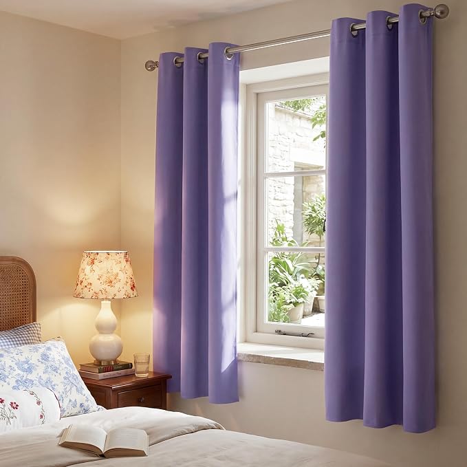 NICETOWN Lavender Purple Blackout Curtains for Bedroom 42" x 63" 2 Panels | Thermal Insulated Grommet Draperies Panels, Light Blocking Noise Reducing Room Darkening for Kitchen Living Room Home Decor