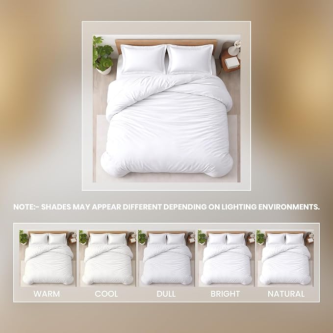 3 Pc Duvet Cover King Size Set-100% Egyptian Cotton Ultra Soft Premium Durable Comforter Cover Zipper Closure & Corner Ties - (White, 104" X 94")