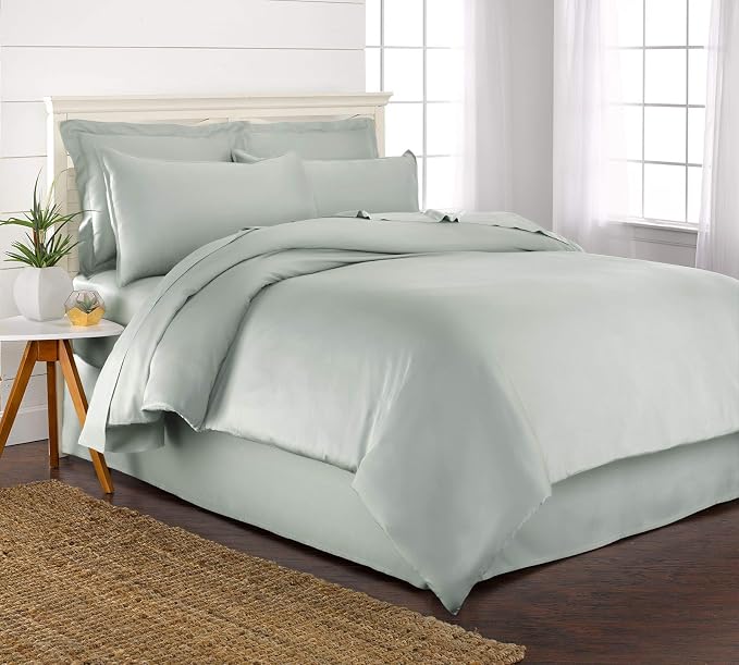 Twin Duvet Cover by Pure Bamboo, 2 Piece Set, Genuine 100% Organic Viscose Derived from Bamboo, Luxuriously Soft and Cooling, 1 Pillowcase (Twin, Sea Glass)