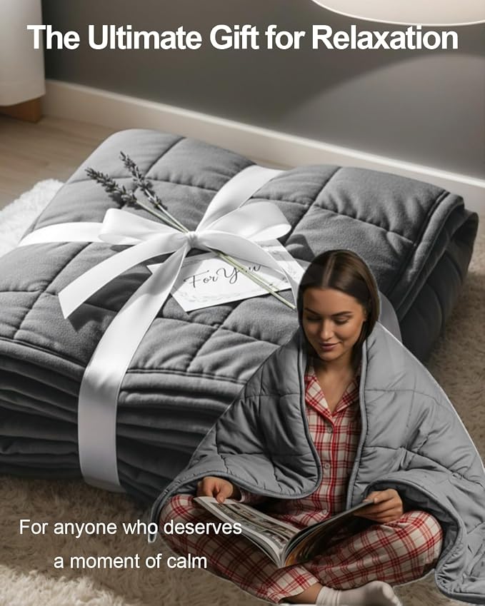 RJOP Weighted Blanket 15lbs 48"x72" Full Size for Adults, Heavy Blanket with Premium Glass Beads, Soft Microfiber Material & Breathable for All-Season Comfort (48"x72"15lbs)