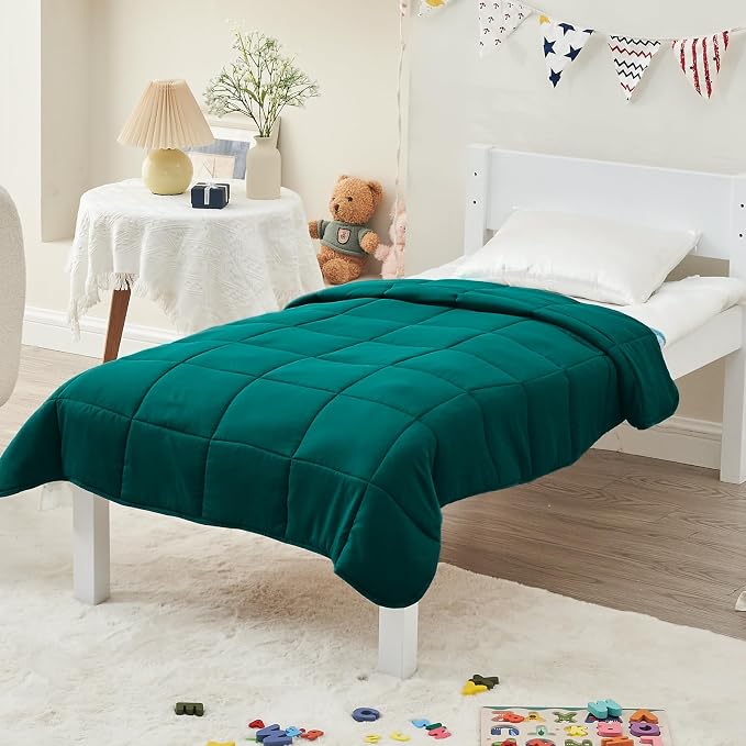 yescool Weighted Blanket (10 lbs, 41" x 60", Dark Green) Cooling Heavy Blanket, Perfect for 90-110 lbs, Breathable Throw Blanket Gifts with Premium Glass Bead, Machine Washable
