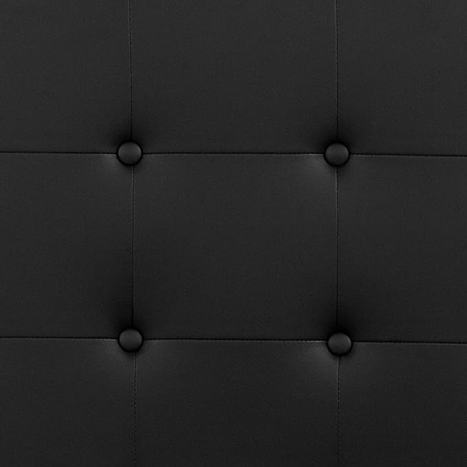 EMMA + OLIVER Black Queen Button Tufted Headboard | Adjustable Bed Rail Slots, Vinyl Upholstered