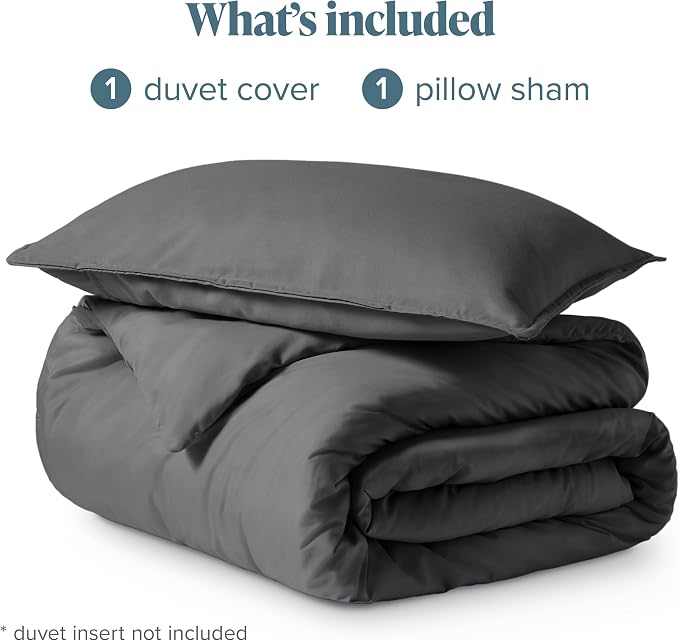 Bare Home Duvet Cover Set 1800 Ultra-Soft (Twin/Twin XL, Grey) | Lightweight, Cooling, Breathable, Premium 1800 Ultra-Soft, All-Season