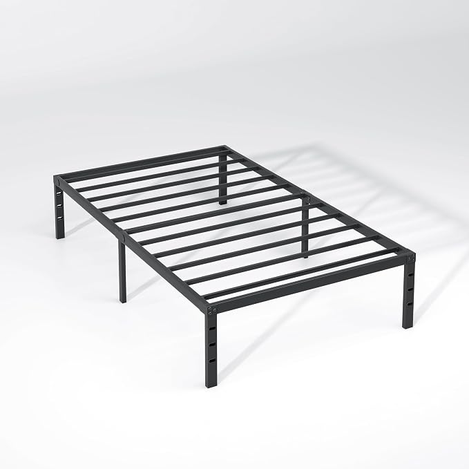 NEW JETO Metal Bed Frame,Twin Size Bed Frame with Storage Space,14 Inch | Heavy Duty Sturdy Mattress Foundation,Easy Assembly,No Box Spring Needed, Black