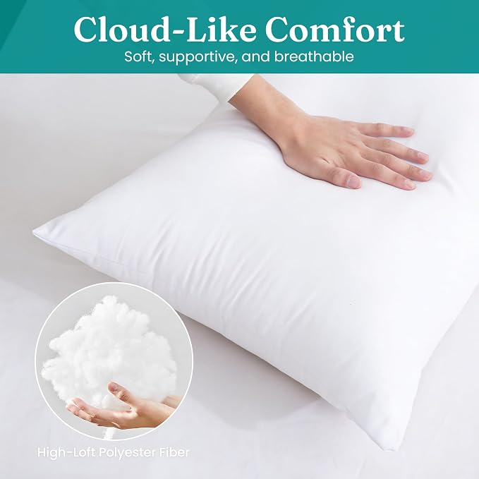 Oubonun Full Body Pillow for Side Sleeper, Adjustable White Long Bed Pillow | Generous Fill Firm Plush Support - Large Loft Insert for Pregnancy Contour, Breathable Sweat-Absorbing Skin-Friendly Cushion