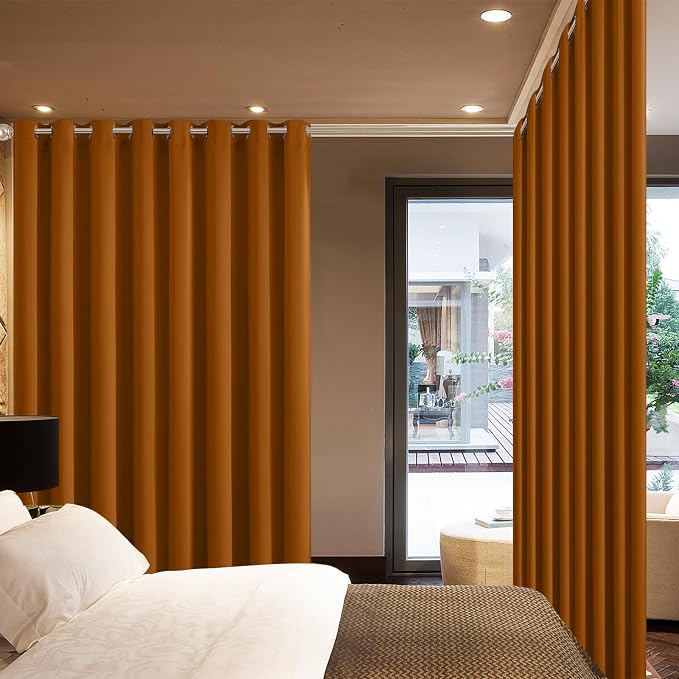 Yakamok Burnt Orange Room Darkening Curtains 84 inch Sliding Door Drapes | 1 Extra-wide Panel,W100xL84,Soft Triple-weave,Grommet,Blackout Thermal Insulated Drapes,Privacy,Light Reduction,Patio doors