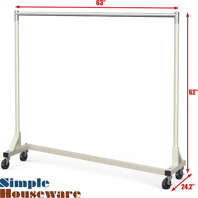 Simple Houseware Industrial Grade Z-Base Garment Rack, 63" W/500Lb, Gray