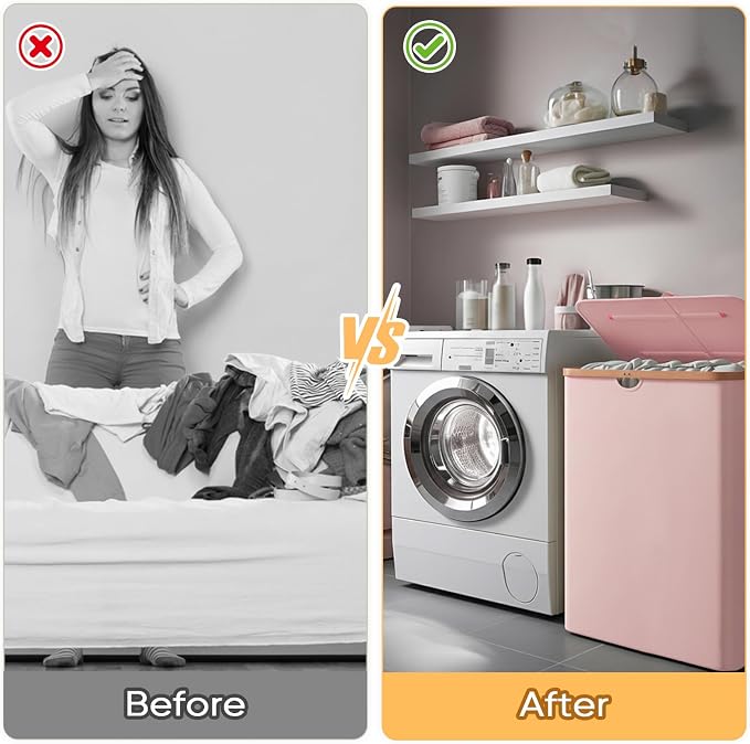 BALEINE 140L Laundry Hamper with Lid, Large Laundry Basket Bin | Large Capacity, Easy-Access Lid, Shape-Retaining Structure, Pull Handles, Ideal for Bedroom, Dorm, Laundry Room
