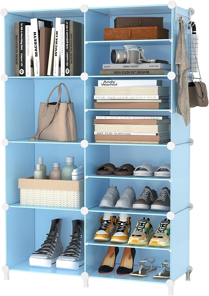 AWTATOS Closet Organizer 8 Cube Storage Shelves, Blue | Closet Storage, Clothes Organizers, Stackable Cubby Shelving, for Closet Bedroom Living Room