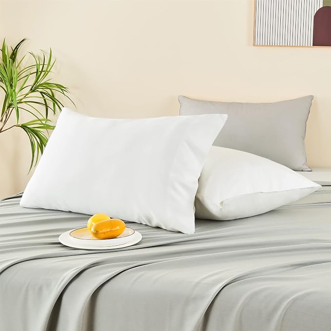 BEDELITE Cooling Pillow Cases Queen 2Pcs, Rayon Made from Bamboo, White | Cooling and Breathable Pillow Cover for Hot Sleepers & Night Sweats, Silky Soft Cozy, Envelope Closure, 20"x30"