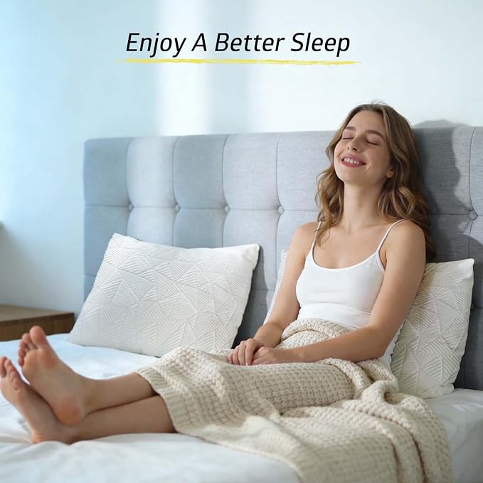 BETU Cooling Pillows Queen Size Set of 2, Shredded Memory Foam Pillows Cool for Hot Sleepers, Adjustable Firm Soft Support Bed Pillows Perfect for Back Neck Pain and Side Sleeping with Cover, White