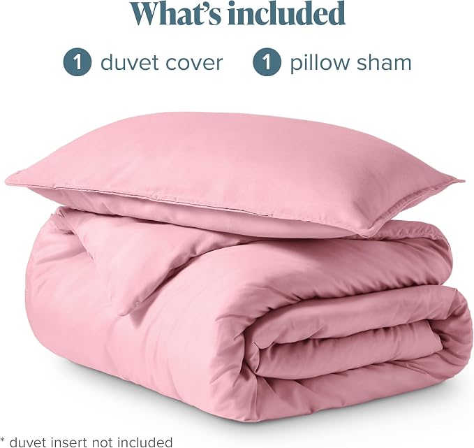 Bare Home Duvet Cover Set 1800 Ultra-Soft (Twin/Twin XL, Light Pink) | Lightweight, Cooling, Breathable, Premium 1800 Ultra-Soft, All-Season