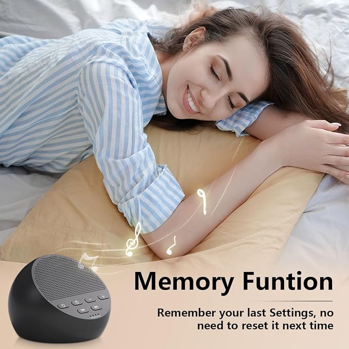 Portable Sound Machine White Noise Machine Nonstop 30 Soothing Sounds for Baby Kids Adults Pink Noise Sleep Machine 36-Level Vol Auto-Off Timer Memory Function for Home Travel Office