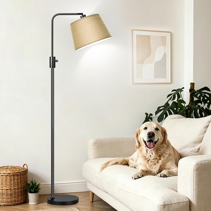 Nintiue Dimmable Floor Lamp, 1000 LM LED Edison Bulb Included, Arc Floor Lamps for Living Room Modern Standing Lamp Tall Lamps for Living Room Bedroom-Champagne
