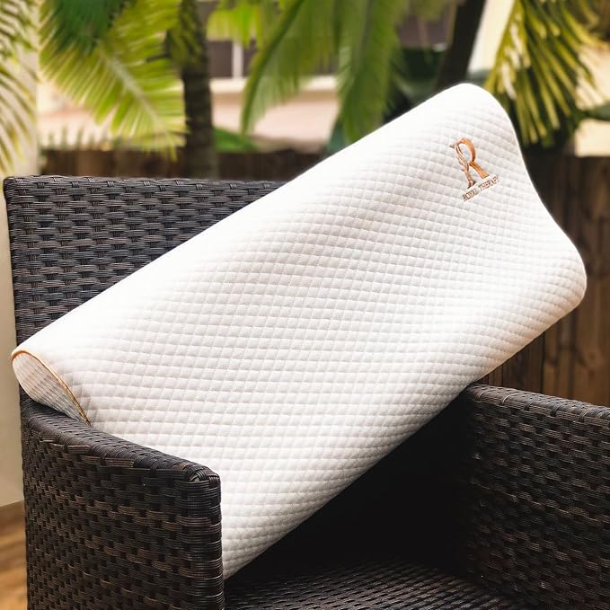 Royal Therapy Memory Foam Pillow, Queen Neck Pain Relief, Contour Cervical Pillow, for Neck and Shoulder Pain, Side, Back and Stomach Sleeper, 24x14x5 inches
