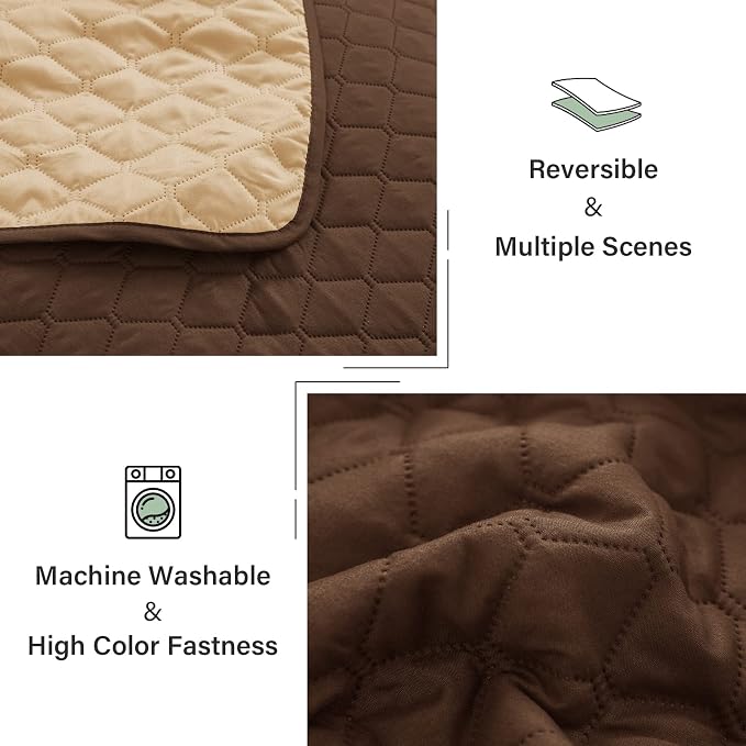 Exclusivo Mezcla Reversible Full Queen Quilt Bedding Set, Chocolate Brown | Lightweight Bedspreads with 2 Pillow Shams, Soft Microfiber, All Season Bed Coverlets for Bedroom Guest Room, 90x96 Inch