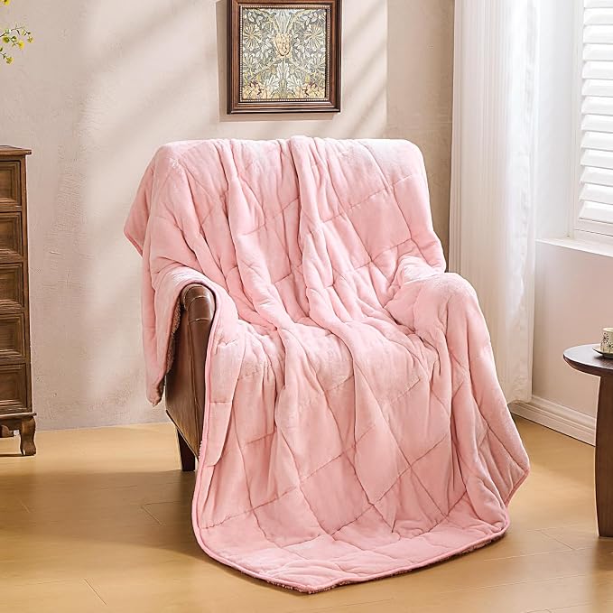 Ultra Soft Sherpa Weighted Blanket for Adults, 60"x80" 17lbs Heavy Blankets | Cozy Comfort for Relaxing Nights, Double-Sided Fluffy Sherpa & Fleece, Double Inner Layers-No Bead Bunching, Even Weight