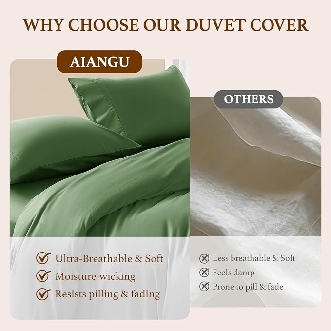DEITAS 100% Cotton King Duvet Covers 3 Piece,1200 Thread Count,Olive Green | Luxury Egyptian Cotton Comforter Cover With Zipper Closure, Ultra Cooling Breathable, Hotel Bedding Duvet Covers