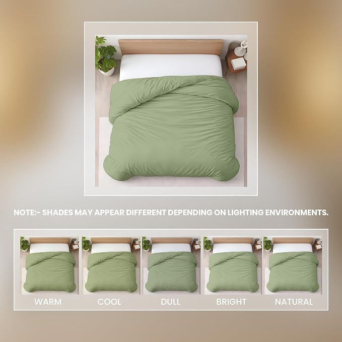 1 Pc Twin XL/Twin Duvet Cover Only-100% Egyptian Cotton 600 Thread Count Ultra Soft Premium Durable Comforter Cover Zipper Closure & Corner Ties - (Moss Green, 68" X 90")