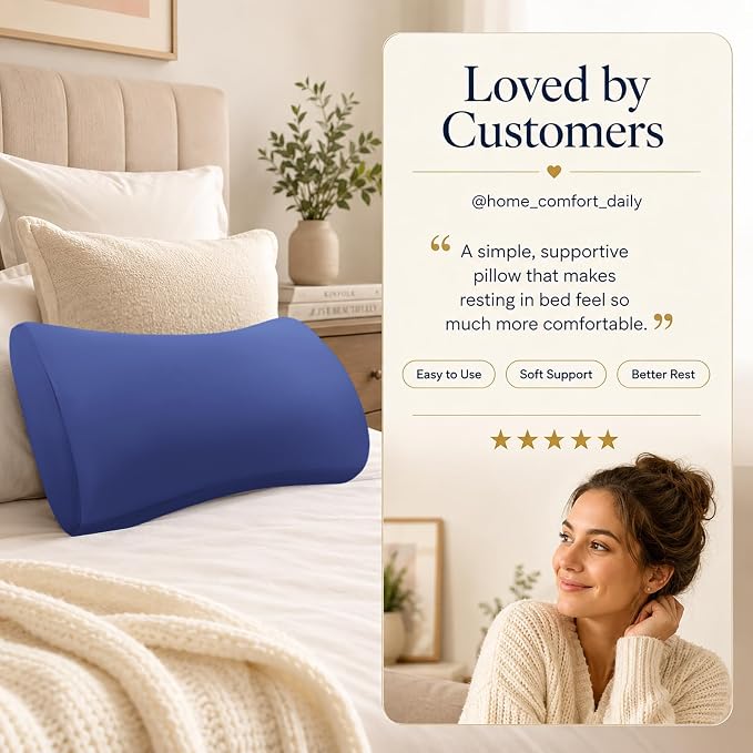 Lumbar Support Pillow for Bed Relief Back Pain: Lower Back Pillow for Sleeping - Memory Foam Waist Pillow - Cooling Back Bolster Pillow for Side, Back&Stomach Sleepers - Bed Rest Pillow for Car, Sofa