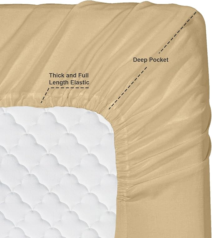 Hearth & Harbor Extra Deep Pocket Sheets - Fits Mattress 18-24 Inches Deep - Extra Deep Pocket California King Size - 6 Piece Cal King Sheets - Cal King, Camel