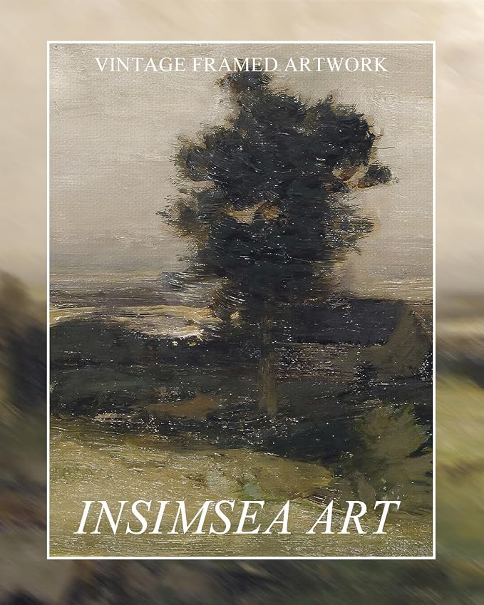 InSimSea Extra Large Framed Wall Art, Wilderness Landscape Prints, 12x36In | Vintage Living Room Country Farmhouse Decor, Retro Scenery Canvas Paintings Long Picture for Bedroom Above of Bed