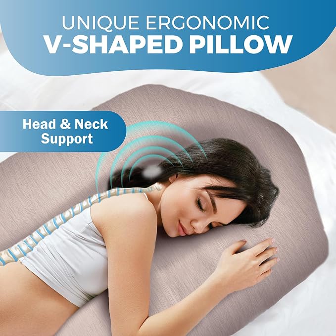 Pregnancy Pillows for Sleeping – 57-Inch Maternity Pillow for Pregnant Women with Removable Washable Cover – Support for Back, Belly, Neck, Legs, & Hips – V C U Shaped Full Body Pillow