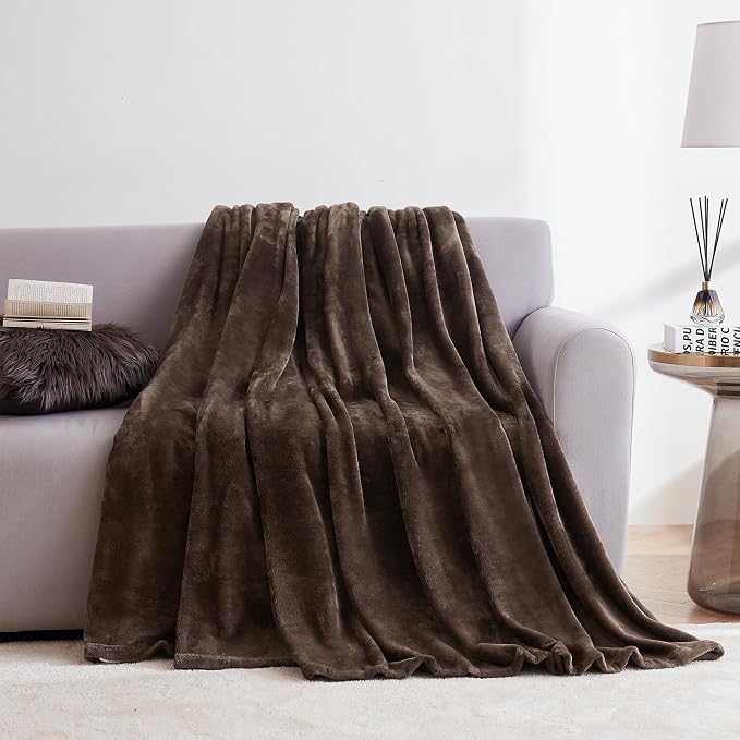 Hansleep King Brown Fleece Blanket, Soft Flannel Bed Blanket | Fuzzy Cozy Blanket 90x108 Inches, Multi-use for Bed, Sofa, Couch, Travel, Camping, All Season Warm Lightweight Cover