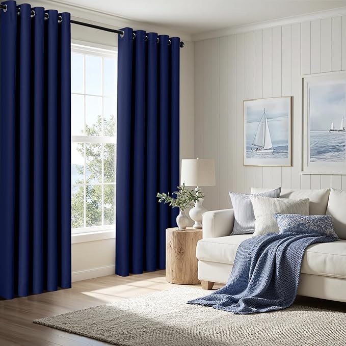 MIULEE Navy Blue Blackout Bedroom Curtains Drapes 84 Inch Long 52"x84" | Grommet Top, Room Darkening Window Drapes, Privacy Protection, Thermal Insulated, Heat Blocking, Light Blocking