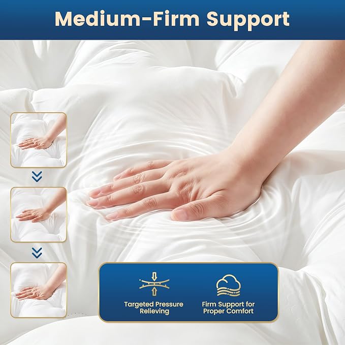 4 Inch Memory Foam Mattress Topper Full Size for Back Pain Relief | Quilted Pillow Top Fitted Mattress Pad with 360° All-Around Elasticized Pocket, 6-21" Deep Pocket