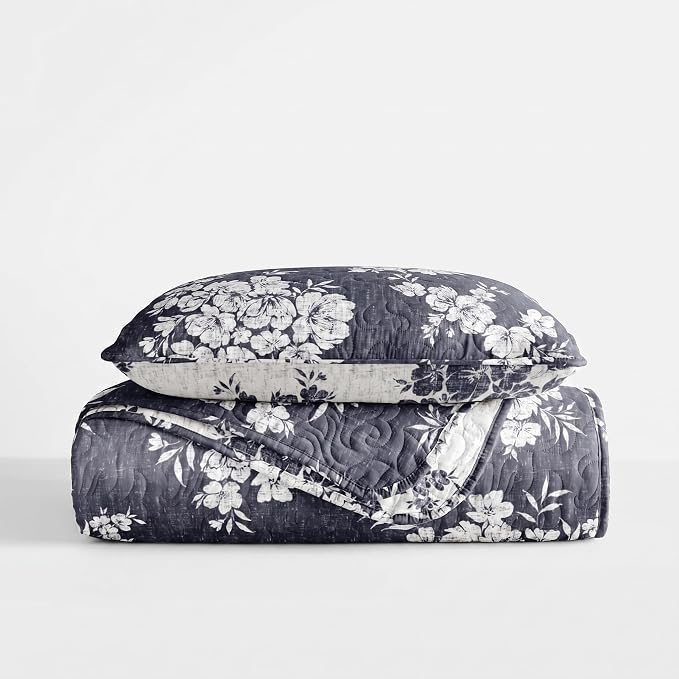 Merit Linens 3 Piece Quilt Set - Super Soft - Lightweight - All Season Quilted Coverlet - Timeless Patterns - Twin/TwinXL Navy