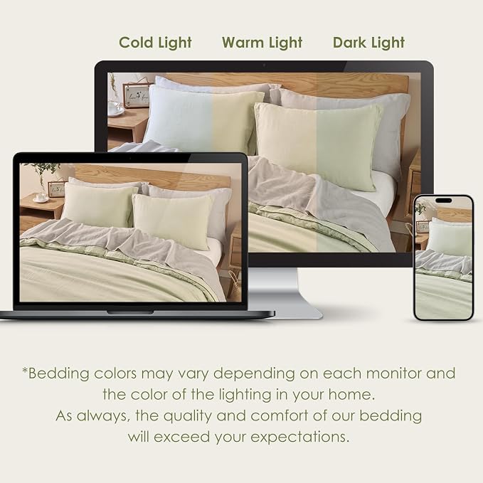 DAPU 100% French Linen Duvet Cover 3Pcs Set, 170GSM Linen Bedding, King | Soft Breathable All-Season for Hot sleepers, Corner Ties & Zipper Closure, French Linen Flax from Normandy, Sage Green