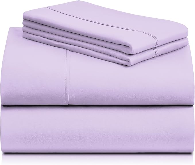 LuxClub 3 PC Twin XL Sheet Set, Deep Pockets Wrinkle Free Cooling Bed Sheets Hotel Bedding for Women, Men, Kids & Teens, Includes 1 Fitted Sheet, 1 Flat Sheet and 1 Pillowcase-Silky Soft Lavender | LUXCLUB Cooling Twin XL Fitted Sheet & Pillowcase Sets...