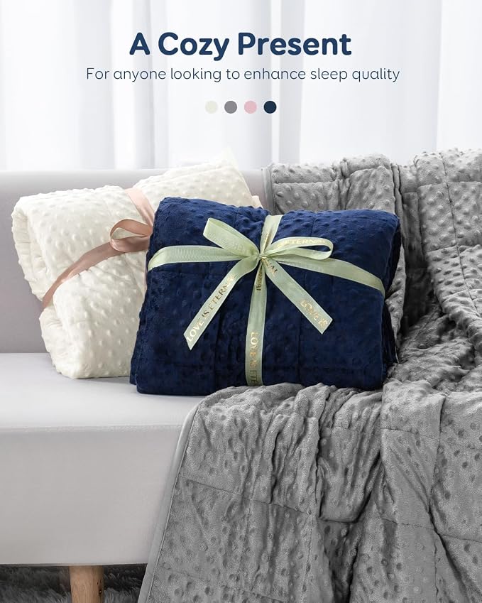 15lbs Weighted Blanket for Adults, 60"x80" Queen Size Heavy Blankets | Soft Raised Minky Dot Texture, Reversible Cooling & Cozy for All Seasons, 7-Layer Design for Even Weight, Machine Washable