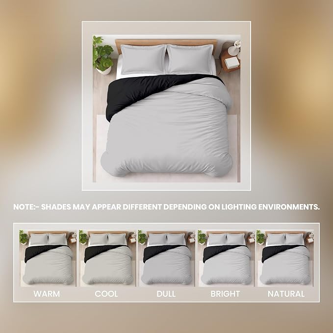 120"x98" 3 Pc Oversized King Duvet Cover Set 100% Egyptian Cotton - 600 TC Comforter Cover, Zipper Closure & Corner Ties - Fits Large King Inserts (Oversized King,Night's Shadow)