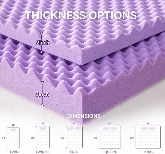 SINWEEK 3 Inch Egg Crate Memory Foam Mattress Topper Full Size, Soft Mattress Pad for Back Pain Relief, Bed Topper, CertiPUR-US Certified