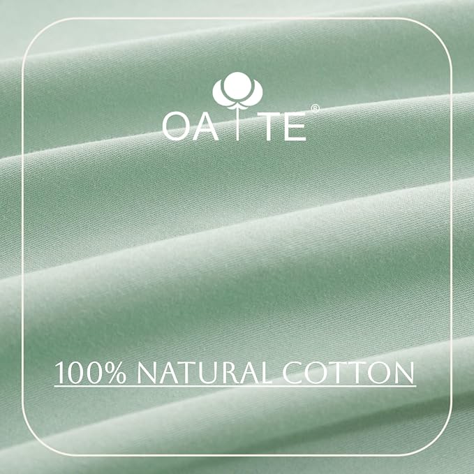 OAITE Duvet Cover Set 100% Washed Cotton Solid 3pcs | Soft,Durable,Long-staple Cotton,Hidden Zipper with 8 Interior Corner Ties,2 Pillowcases