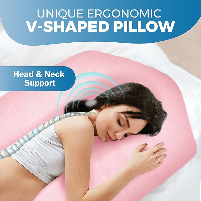 Pregnancy Pillows for Sleeping – 57-Inch Maternity Pillow for Pregnant Women with Removable Washable Cover – Support for Back, Belly, Neck, Legs, & Hips – V C U Shaped Full Body Pillow