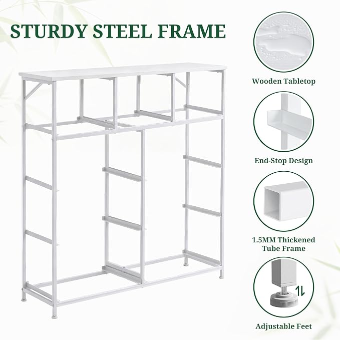 9-Drawer Dresser for Bedroom, Anti-Tip Tall Storage Organizer | Chest of Drawers with Wooden Top and Metal Frame Fabric Bins for Closet, Living Room, Hallway, Entryway, Ivory White