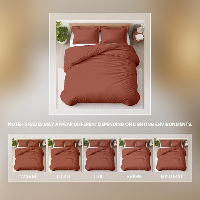 3 Pc California King Duvet Cover Set-100% Egyptian Cotton 600 Thread Count Ultra Soft Premium Durable Comforter Cover Zipper Closure & Corner Ties- (Burnt Orange, 104" X 98")