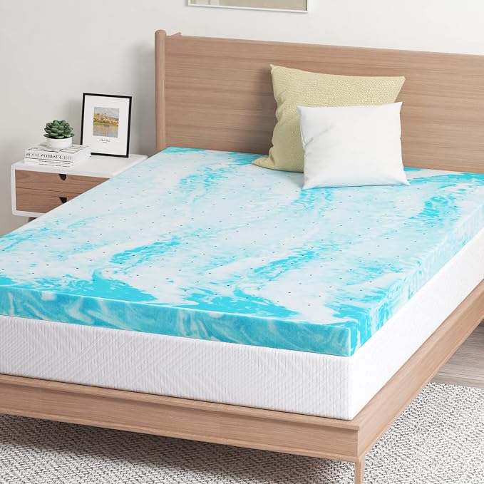 EGO 2 Inch Twin XL Mattress Topper Gel Memory Foam for Pressure Relief | Cooling Gel Infused, Dorm Room Essentials Bed Topper in a Box, CertiPUR-US Certified, 80"Lx38"W