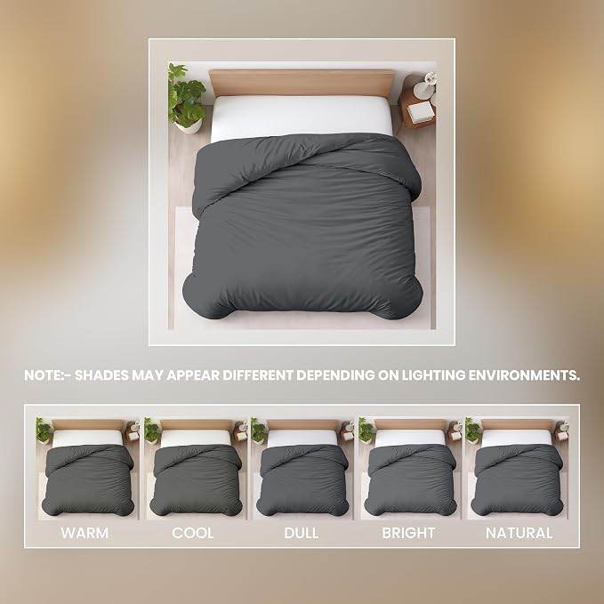1 Pc 120" x 98" Duvet Cover Oversized King 100% Egyptian Cotton - 600 Thread Count Comforter Cover, Zipper Closure & Corner Ties - Fits Large King Inserts - Dark Grey