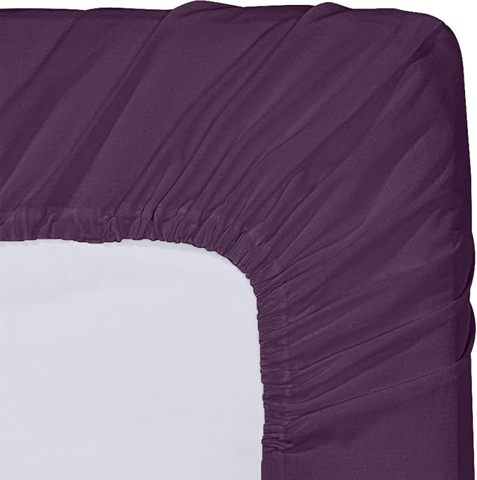 Pack of 2 Twin XL Fitted Sheet, Fits Up to 16 Inch Deep Pocket, Purple | Hotel Comfort, Cooling & Breathable Cotton like Polyester, Easy Fit, Wrinkle & Fade Resistant, Snug Fit, Easy Care, Oeko-Tex