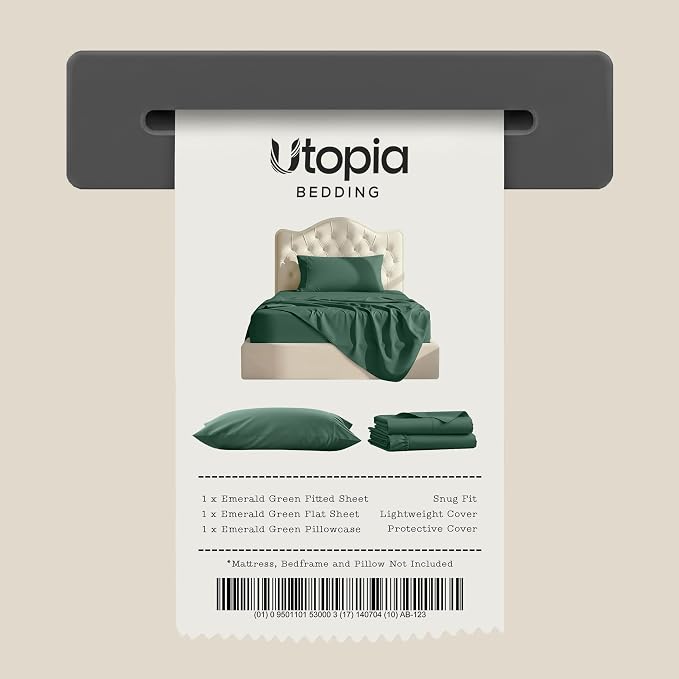 Twin Sheet Set, 3 Pieces 16" Deep Pocket Hotel Luxury Sheets, Emerald Green | Extra Soft Bedsheet Set, Comfy & Breathable Cooling Sheets, Wrinkle & Fade Resistant, Fitted Sheet, Flat Sheet, 1 Pillowcase