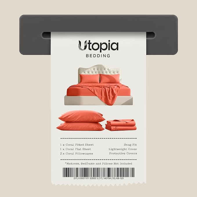 California King Sheets Set, 4 Pieces 16" Deep Pocket Bed Sheets, Coral | Extra Soft Bedsheet Set, Comfy & Breathable Cooling Sheets, Wrinkle & Fade Resistant, Fitted Sheet, Flat Sheet, 2 Pillowcases